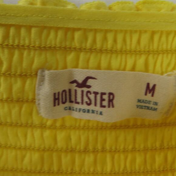 Y2k Hollister Yellow Smocked Tube Top Medium Crop Top - Picture 4 of 5